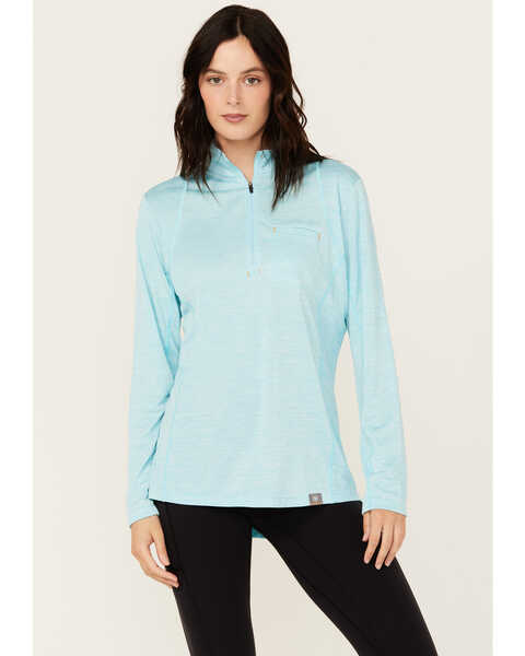 Ariat Women's Rebar Evolve 1/2 Zip Long Sleeve Work Shirt , Turquoise, hi-res