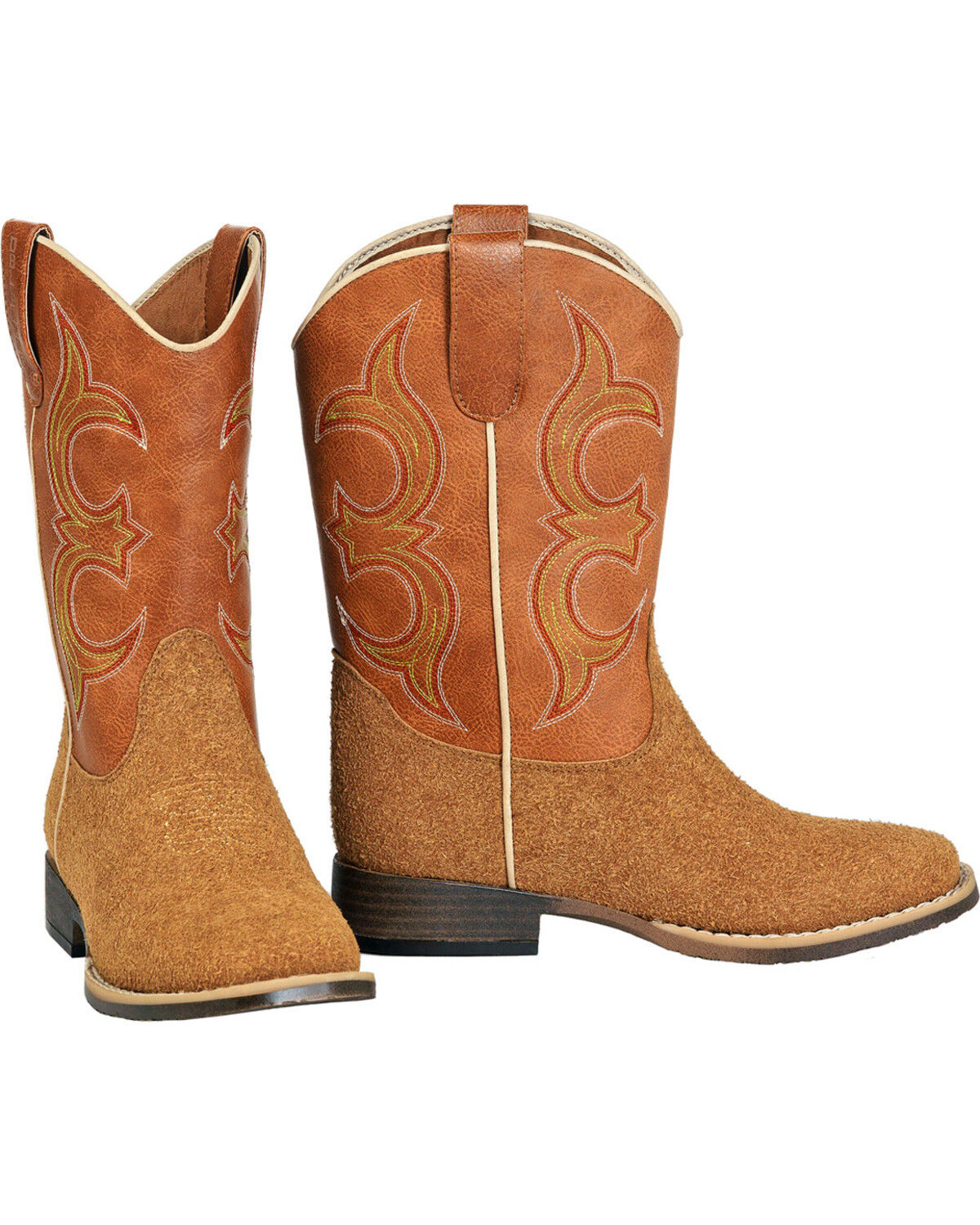 Image #1 - Double Barrel Boys' Rhett Rough Out Cowboy Boots - Square Toe, Natural, hi-res