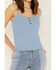 Image #3 - Cleo + Wolf Women's Rib Knit Henley Tank, Medium Blue, hi-res