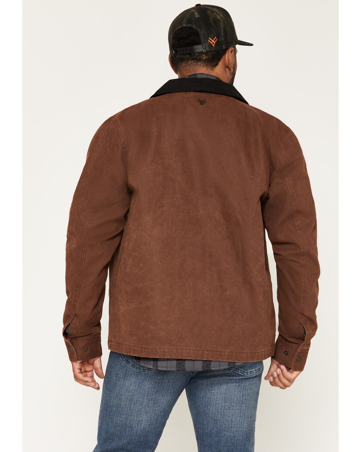 Image #4 - Hawx Men's Rex Flannel Lined Washed Duck Canvas Jacket, Brown, hi-res