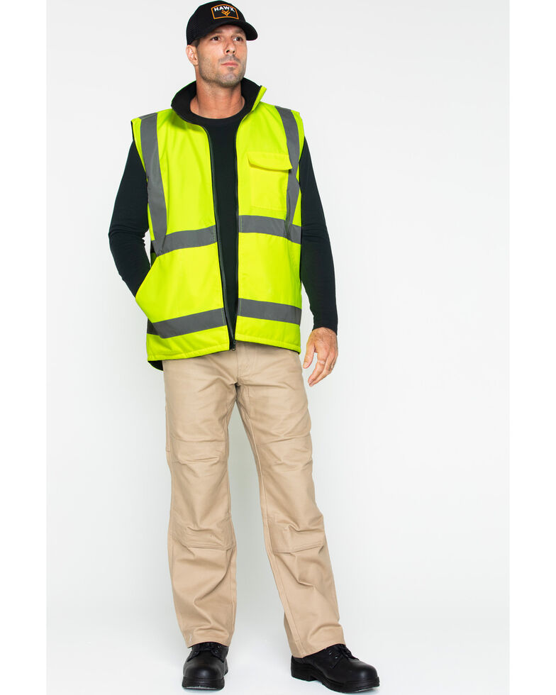 Hawx Men's Reversible Reflective Work Vest, Yellow, hi-res