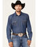 Image #1 - Blue Ranchwear Men's Medium Wash Long Sleeve Snap Western Denim Shirt, Medium Blue, hi-res