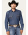 Image #1 - Blue Ranchwear Men's Medium Wash Long Sleeve Snap Western Denim Shirt , Medium Blue, hi-res