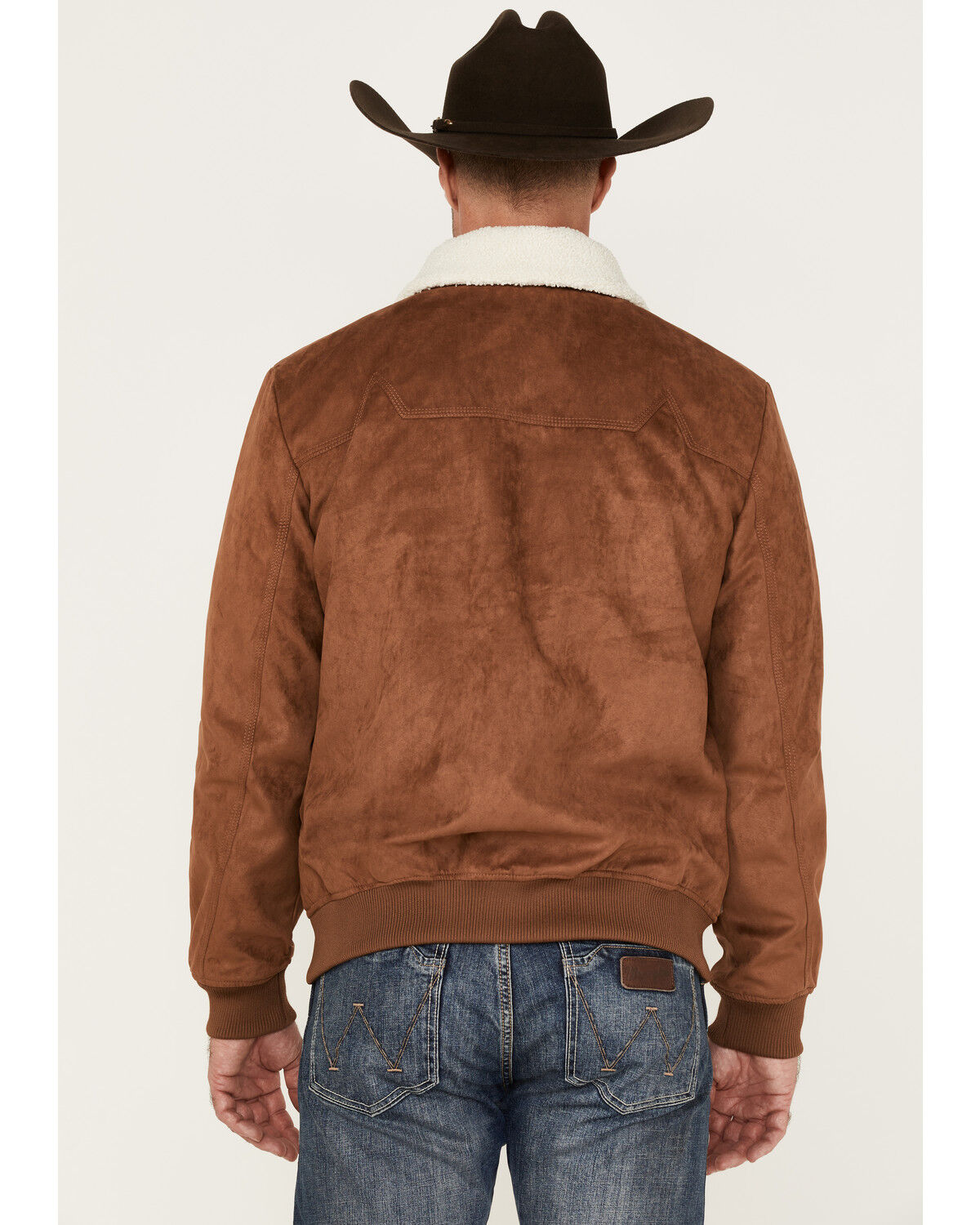 Image #4 - Cody James Men's Edward Faux Suede Sherpa Collar Bomber Jacket, Brown, hi-res