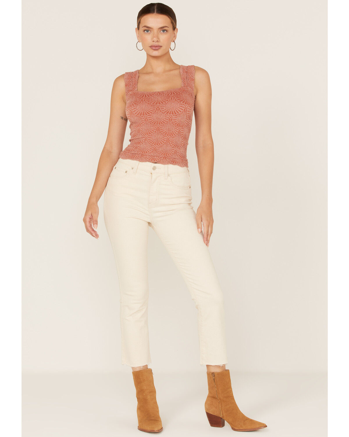 Image #1 - Daze Women's High Rise Cropped Flare Jeans, Natural, hi-res