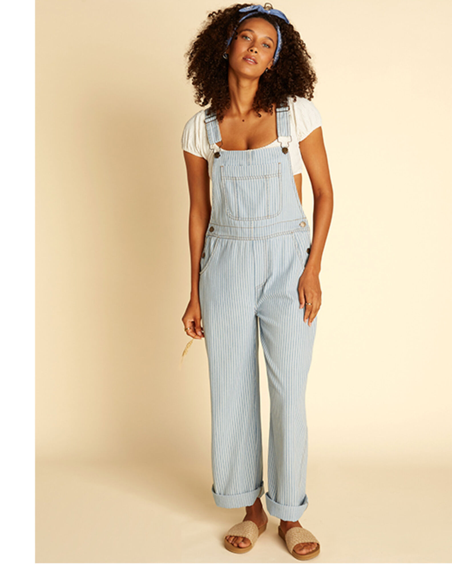 Blue and yellow 2024 striped overalls