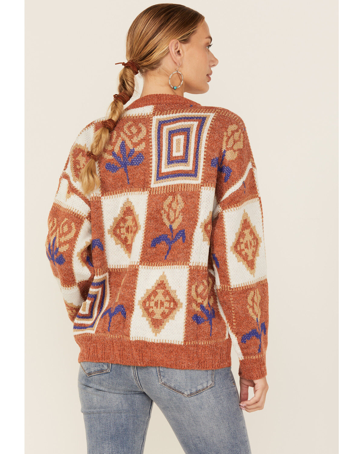 Image #4 - Angie Women's Patchwork Sweater, Rust Copper, hi-res