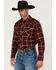 Image #1 - Wrangler Retro Men's Plaid Print Long Sleeve Snap Flannel Shirt, Red, hi-res