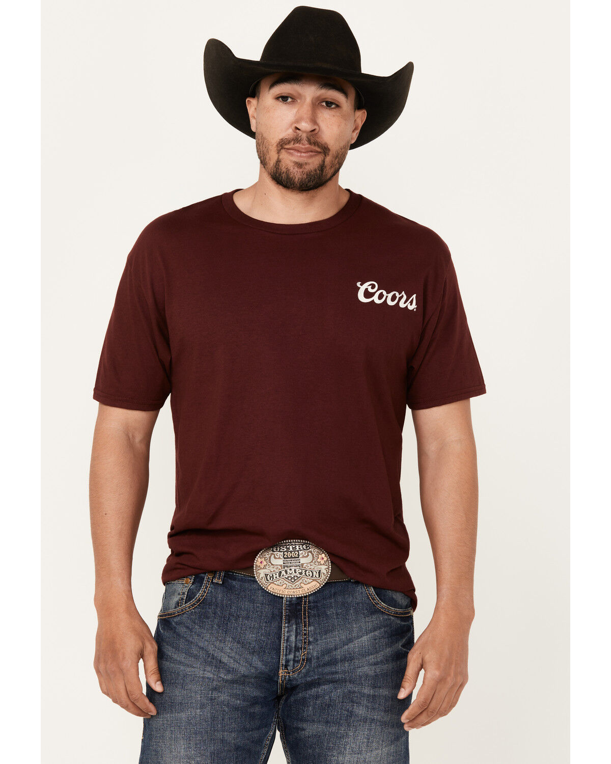 Image #2 - Coors Men's Boot Barn Exclusive Desert Riders Logo Short Sleeve Graphic T-Shirt, Maroon, hi-res