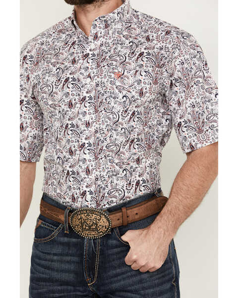 Image #3 - Ariat Men's Whitaker Paisley Short Sleeve Button-Down Western Shirt - Big , White, hi-res