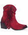Image #2 - Circle G Women's Studded Suede Fringe Ankle Boots - Round Toe, Red, hi-res
