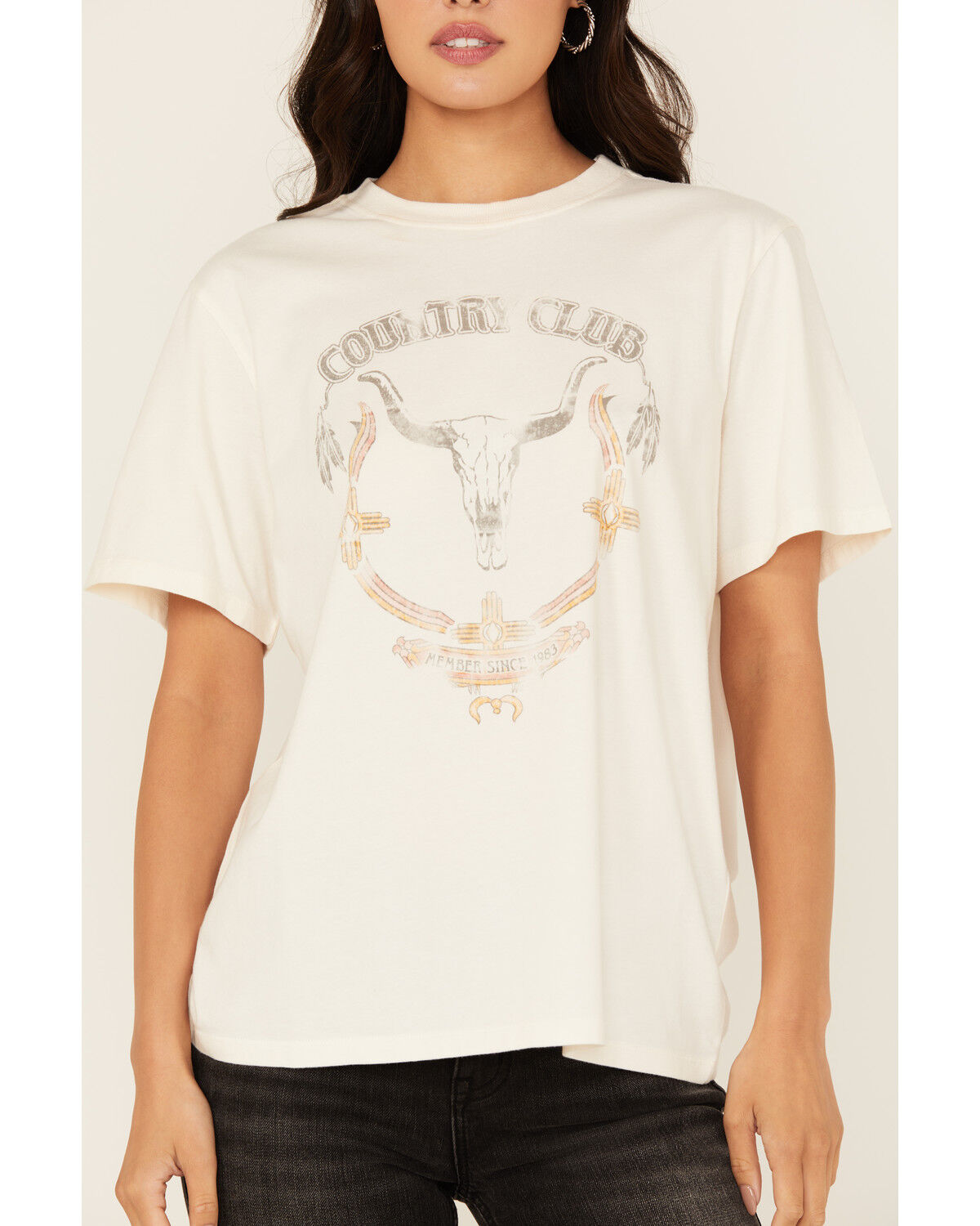Image #3 - Idyllwind Women's Country Club Boyfriend Fit Short Sleeve Graphic Tee, Ivory, hi-res