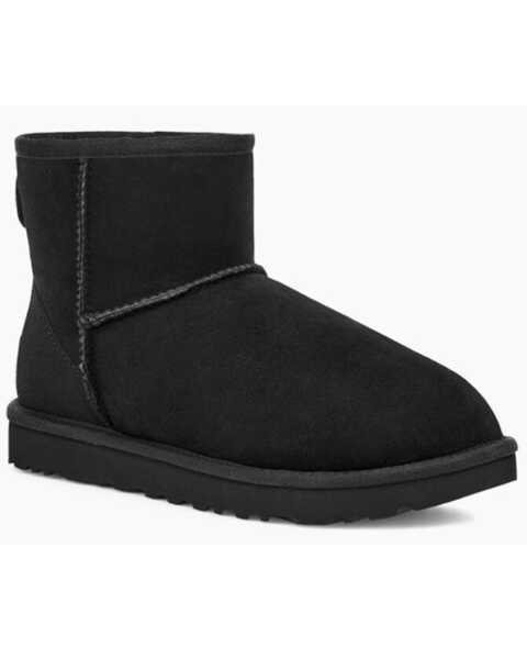 UGG Women's Classic Mini II Lined Short Suede Boots - Round Toe, Black, hi-res