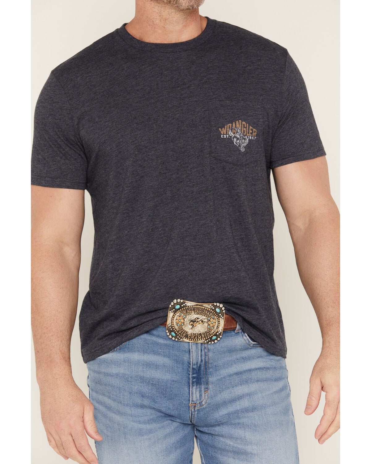 Image #3 - Wrangler Men's Cowboy Short Sleeve Graphic T-Shirt, Navy, hi-res