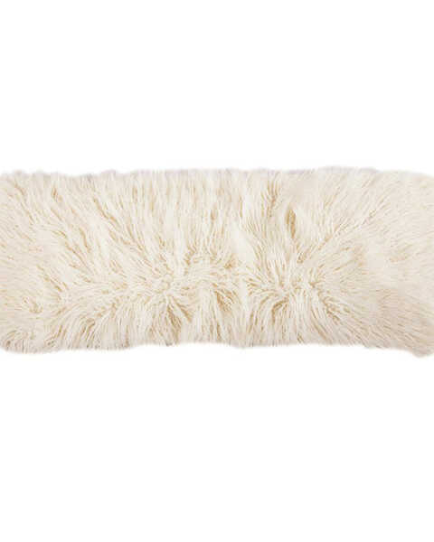 HiEnd Accents Mongolian Faux Fur Lumbar Pillow, Cream, hi-res