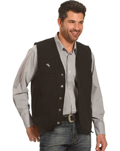 Image #2 - Wyoming Traders Men's Wyoming Wool Button Closure Vest, Black, hi-res