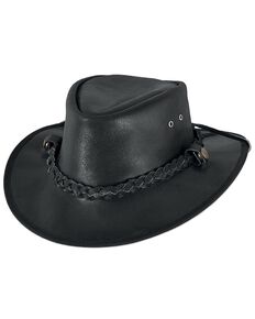 Bullhide Men's Cessnock Leather Hat, Black, hi-res