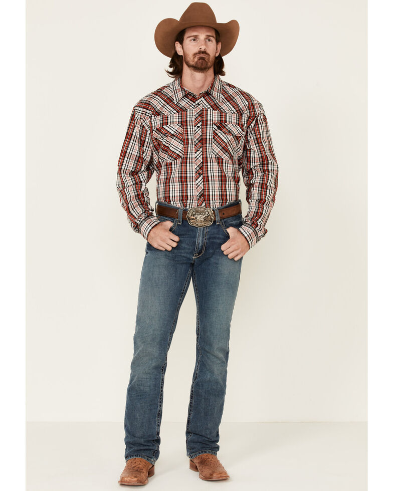 Cowboy Hardware Men's Red Rancher Plaid Long Sleeve Snap Western Shirt Country Outfitter