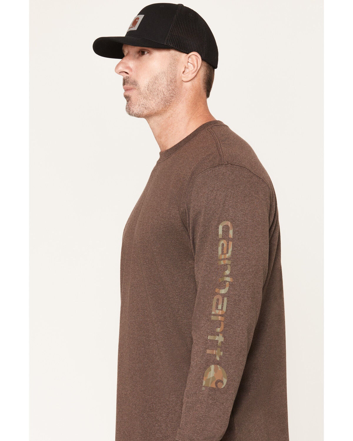 Image #2 - Carhartt Men's Camo Logo Long Sleeve Graphic Work T-Shirt, Brown, hi-res