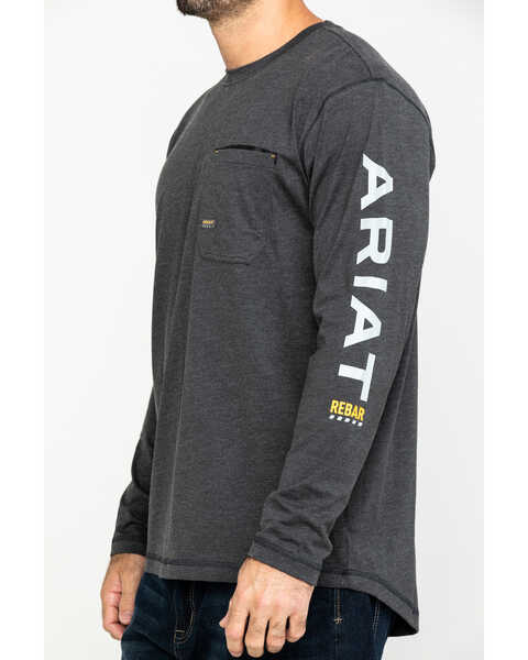 Ariat Men's Rebar Workman Logo Long Sleeve Work Shirt , Charcoal, hi-res