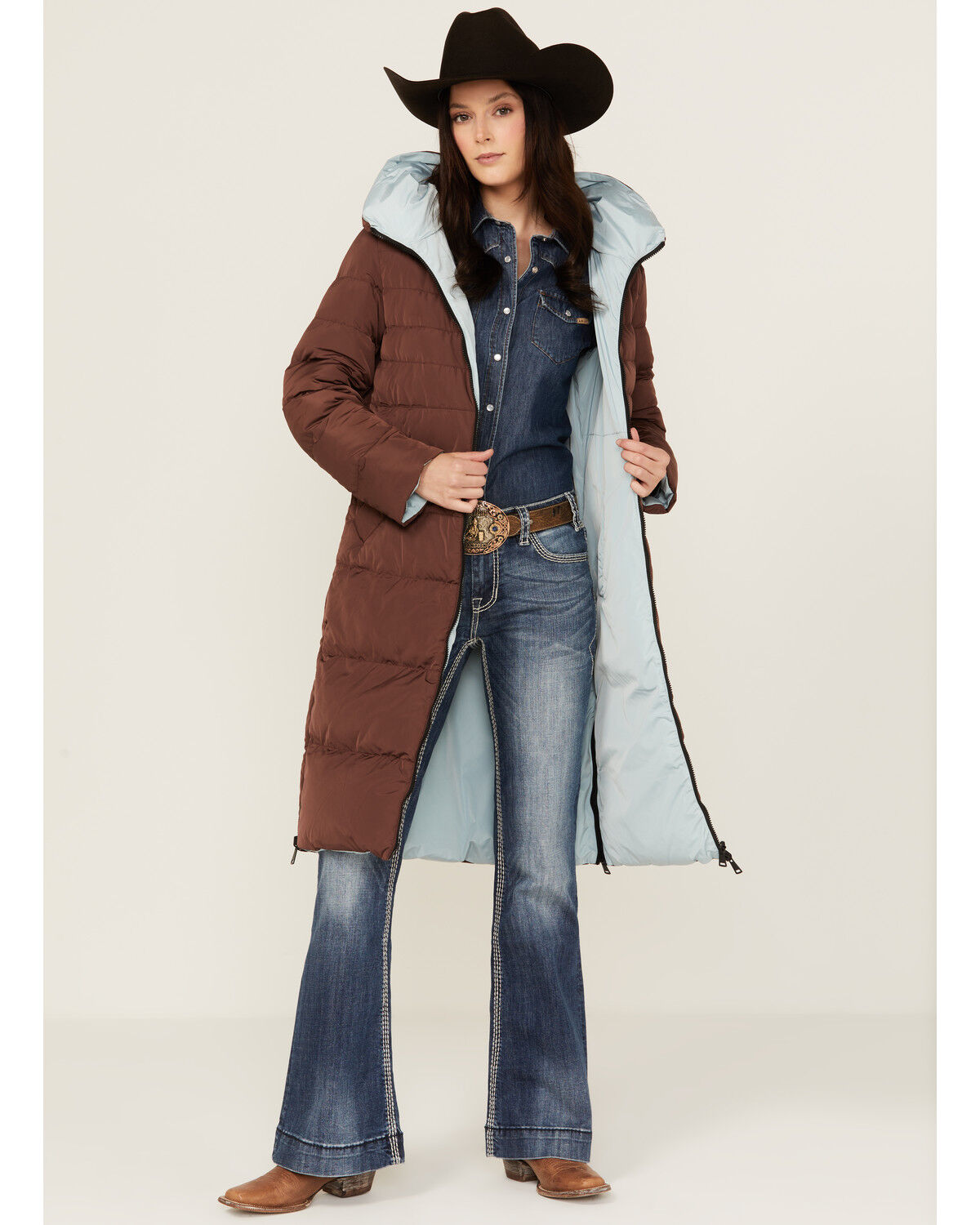 Image #2 - Rino & Pelle Women's Keila Reversible Puffer Coat, Wine, hi-res