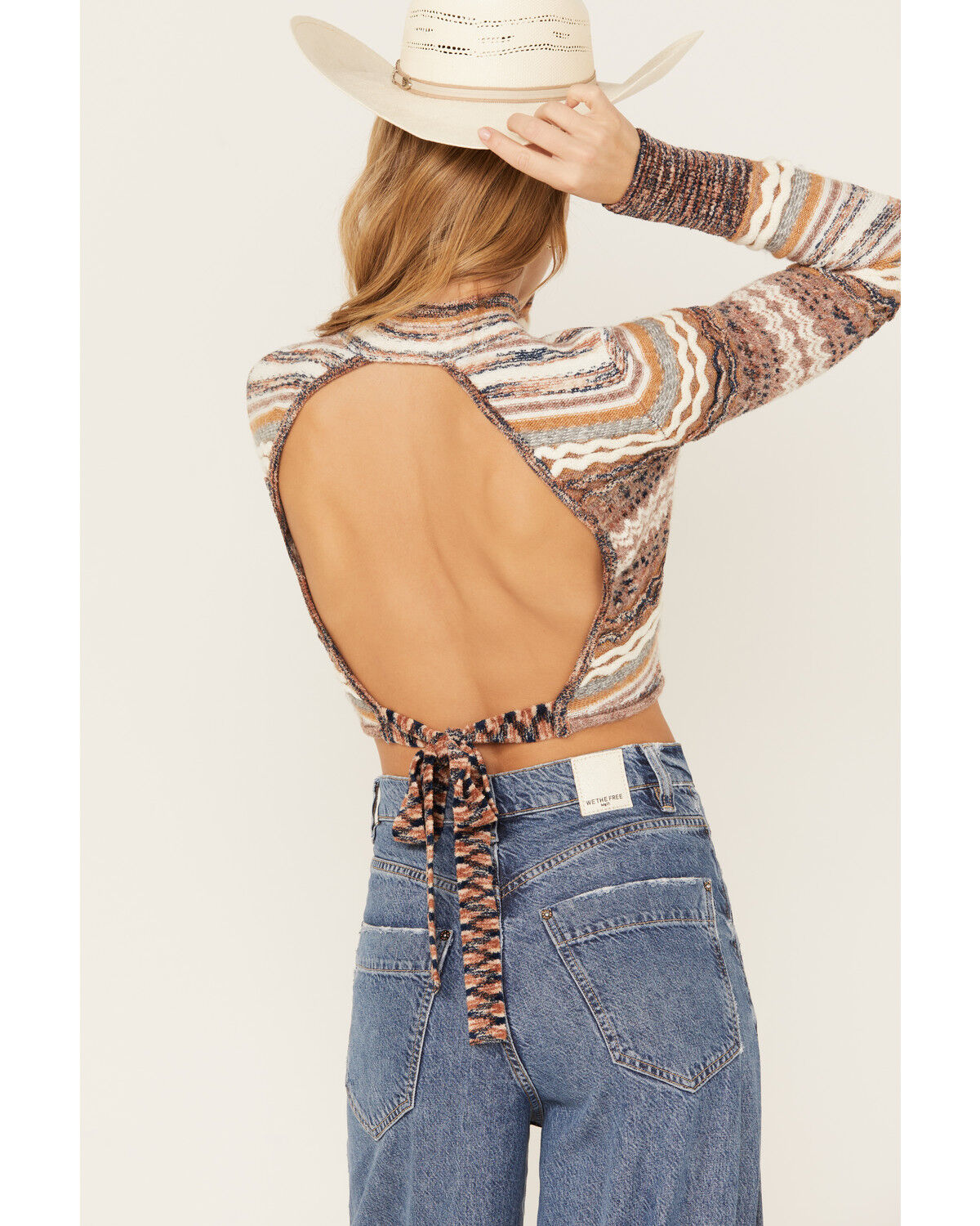 Image #4 - Shyanne Women's Open Back Cropped Sweater, Brown, hi-res