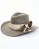 Image #1 - Shyanne Women's Distressed Mirando Ribbon Band Wool Felt Western Hat , Grey, hi-res