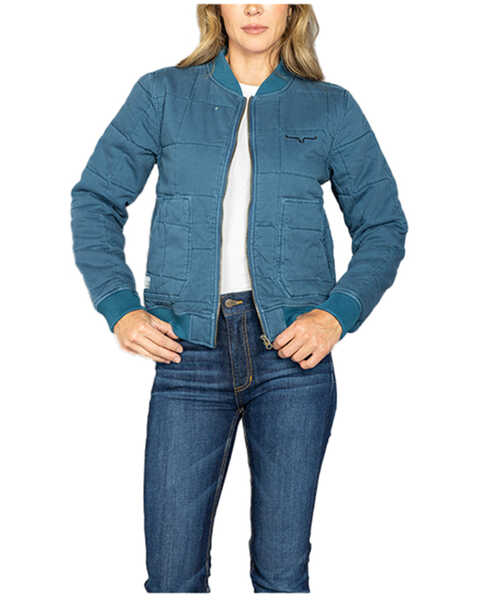 Kimes Ranch Women's Bronc Bomber Quilted Jacket, Dark Blue, hi-res