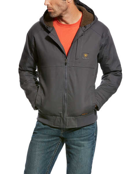 Ariat Men's Rebar DuraCanvas Hooded Jacket - Big , Light Grey, hi-res