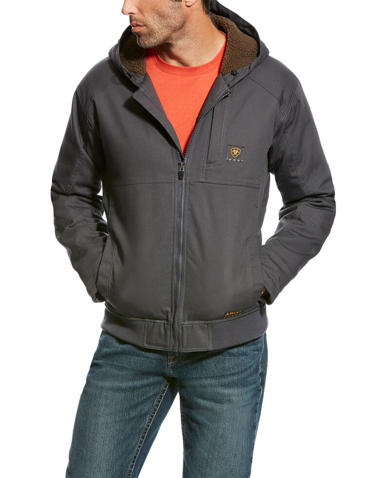 Ariat Men's Grey Rebar DuraCanvas Hooded Jacket - Big , Light Grey, hi-res