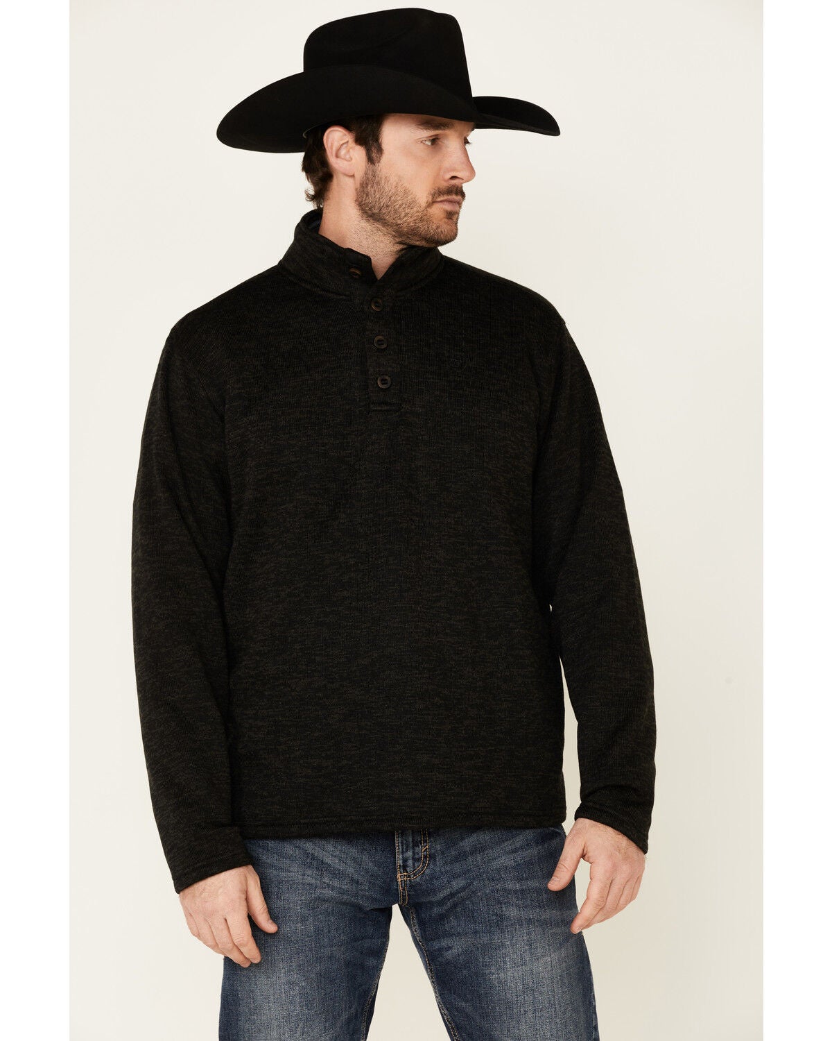 Image #1 - Ariat Men's Solid Charcoal Wesley 1/4 Zip Fleece Pullover, , hi-res