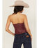 Image #4 - Fornia Women's Boot Barn Exclusive Rose Embossed Faux Leather Bustier, Red, hi-res