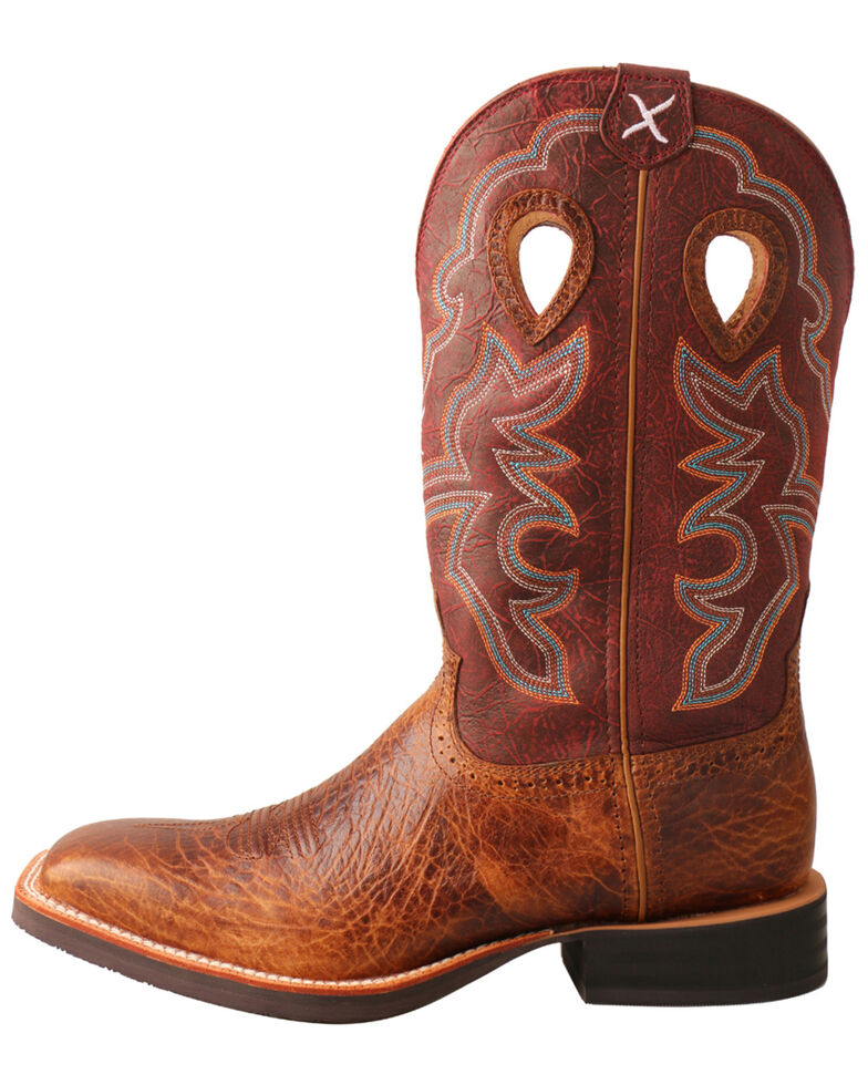 Twisted X Men's Ruff Stock Western Boots - Wide Square Toe, Brown, hi-res