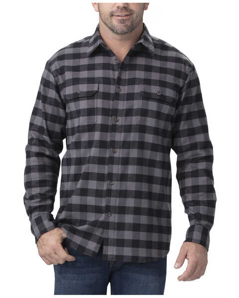 Image #1 - Dickies Men's Flex Flannel Long Sleeve Stretch Work Shirt - Big , Slate, hi-res