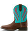 Image #2 - Ariat Girls' Quickdraw VentTek Western Boots - Broad Square Toe, Turquoise, hi-res