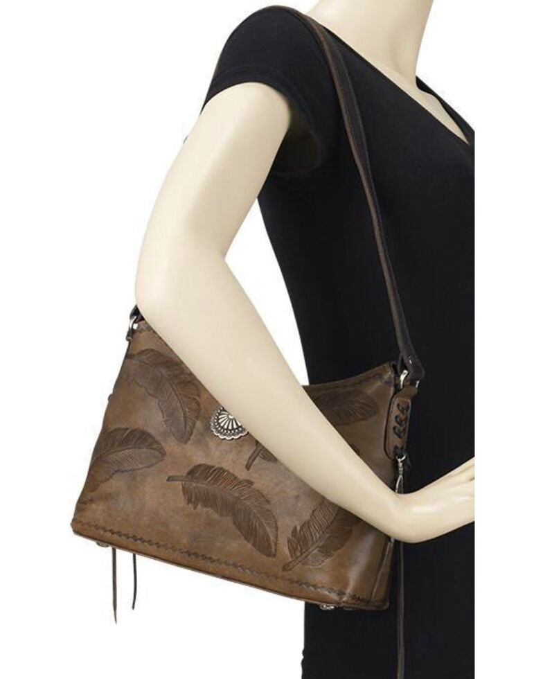American West Women's Brown Sacred Bird Shoulder Bag , Distressed Brown, hi-res