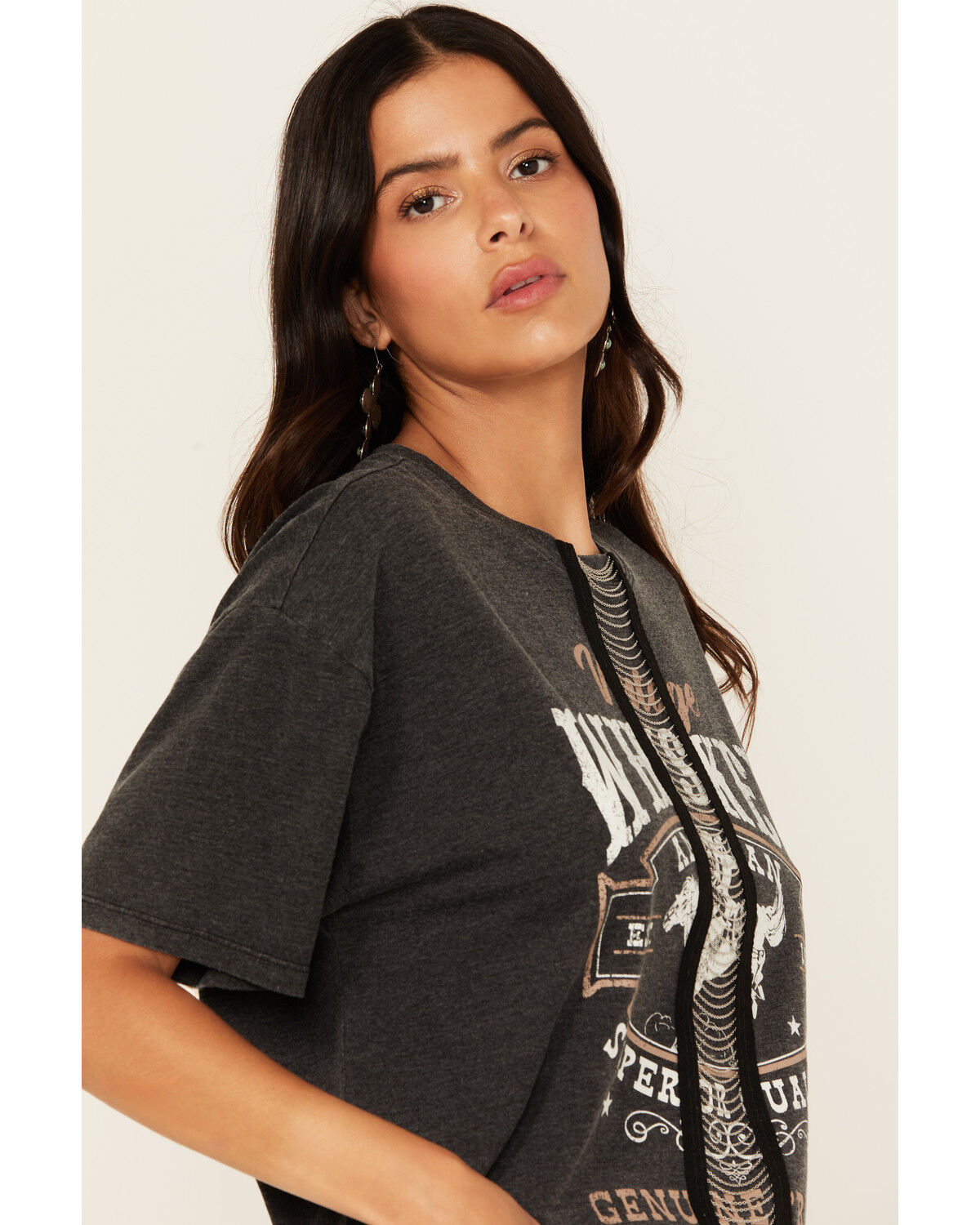 Image #2 - Shyanne Women's Chain Front Whiskey Short Sleeve Graphic Tee, Black, hi-res