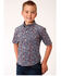 Image #1 - Roper Boys' Amarillo Liberty Bell Paisley Western Shirt, Wine, hi-res