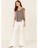 Image #2 - Tres Aves Women's Solid Gray Oversized Double V-Neck Short Sleeve Top, Grey, hi-res