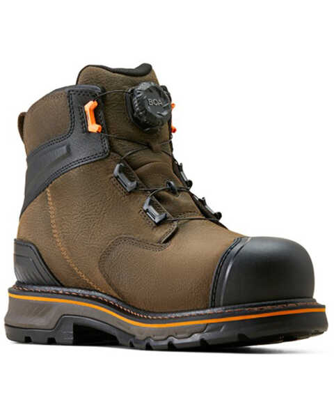Ariat Men's 6" Stump Jumper BOA Waterproof Work Boots - Composite Toe, Brown, hi-res