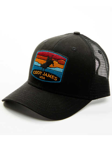 Image #1 - Cody James Men's Sunset Stripes Patch Ball Cap , Black, hi-res