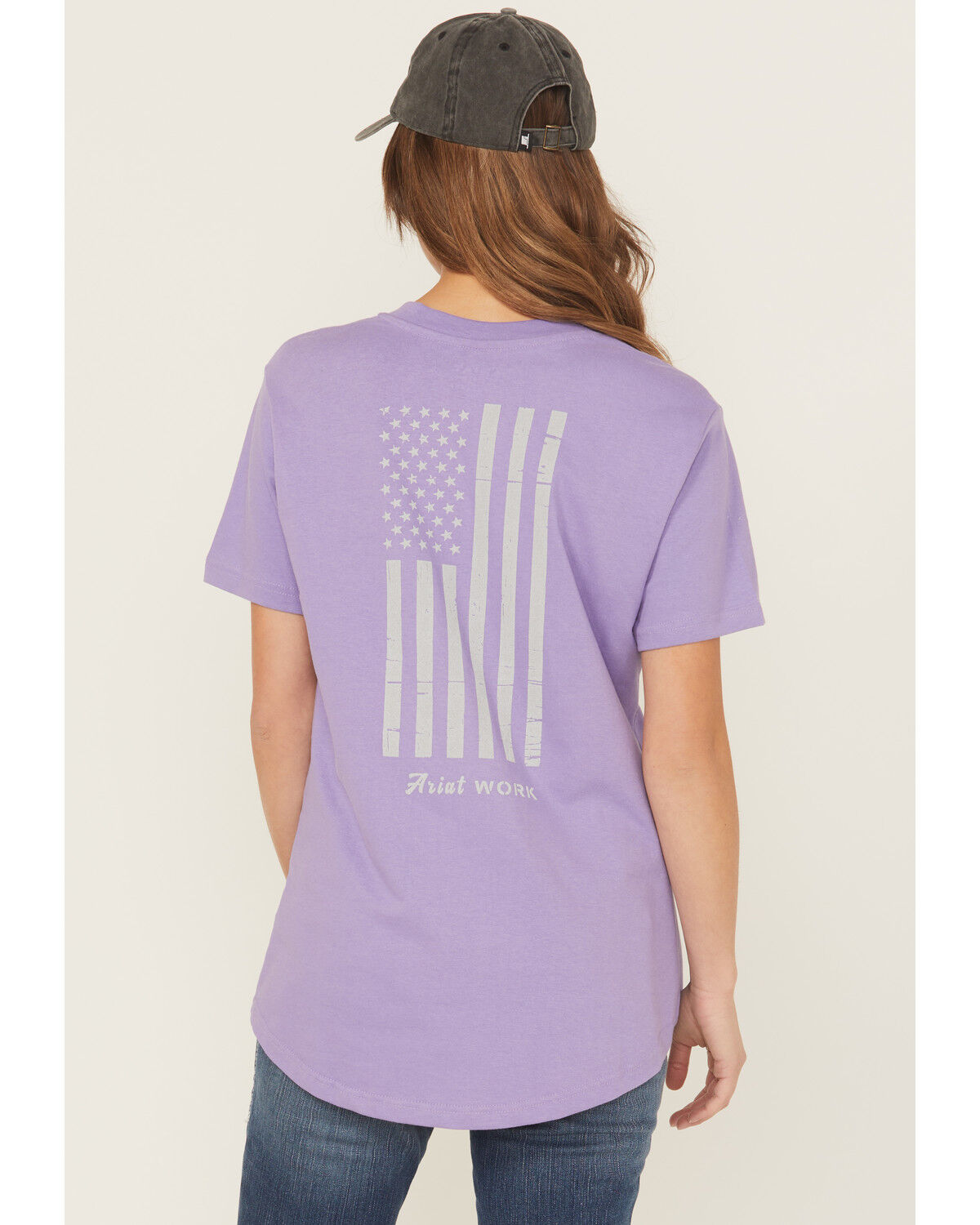 Image #4 - Ariat Women's Rebar Strong Reflective American Flag Short Sleeve Graphic T-Shirt, Purple, hi-res