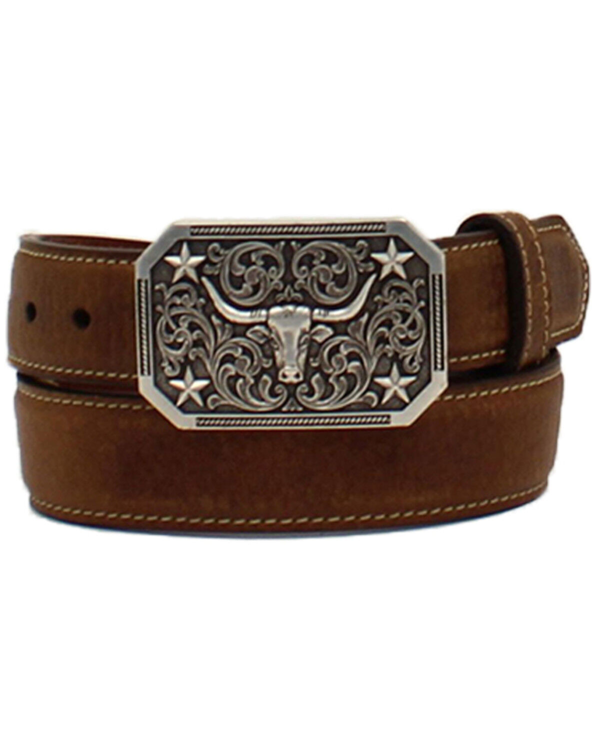 Image #1 - 3D Boys' Longhorn Western Belt, Brown, hi-res