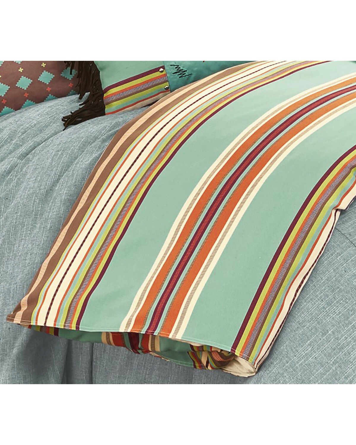 Image #1 - HiEnd Accents Turquoise Serape Duvet Cover - Super Queen, Turquoise, hi-res