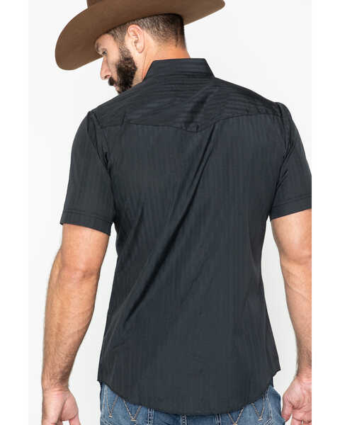 Image #2 - Ely Walker Men's Tone On Tone Stripe Short Sleeve Pearl Snap Western Shirt - Tall , Black, hi-res