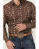 Image #3 - Ely Walker Men's Floral Striped Long Sleeve Pearl Snap Western Shirt, Brown, hi-res