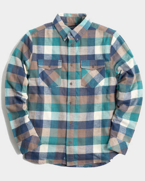 Image #1 - United By Blue Men's Brownstone Responsible Striped Long Sleeve Western Flannel Shirt , Turquoise, hi-res
