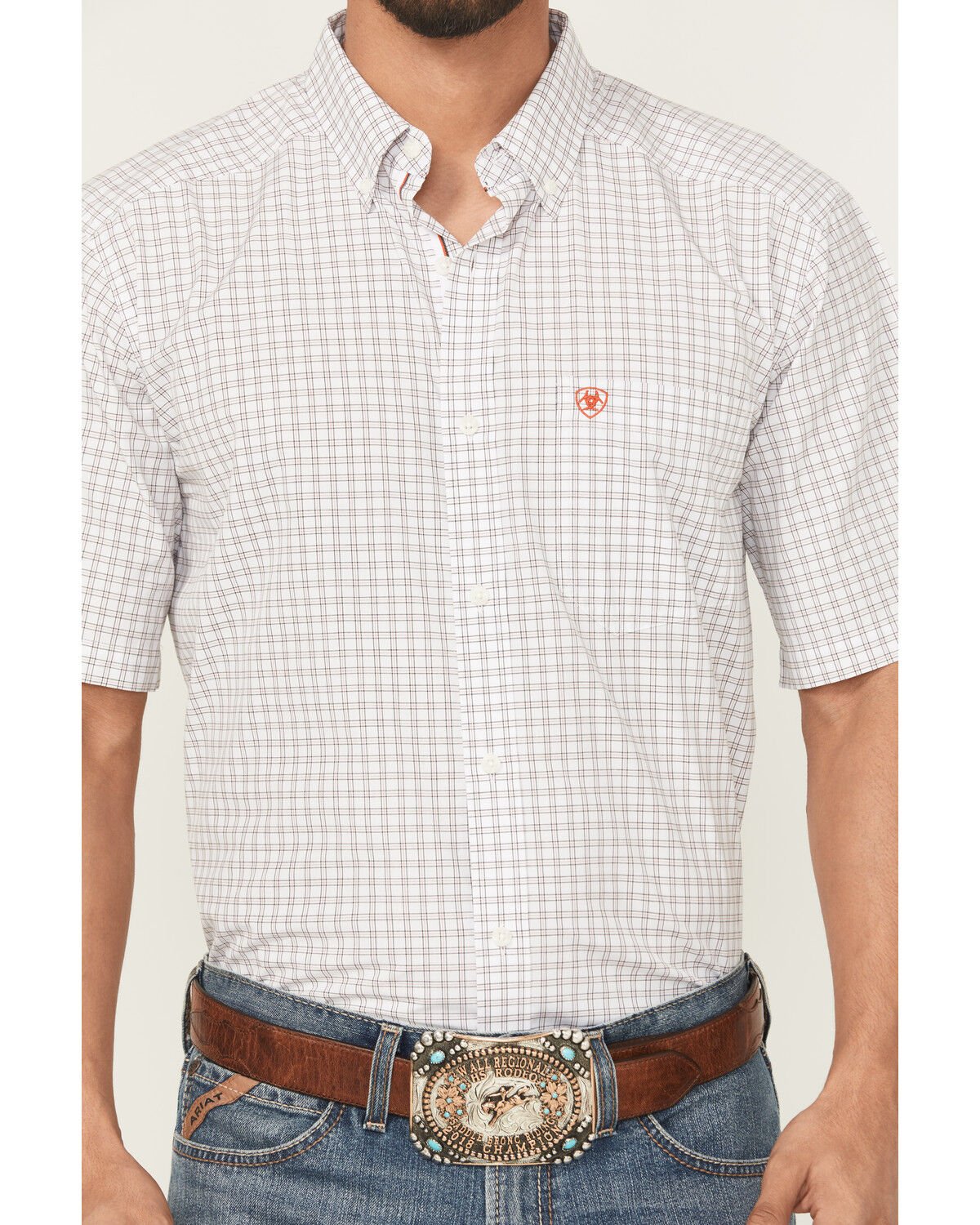Image #3 - Ariat Men's Pro Series Woody Plaid Print Short Sleeve Button-Down Western Shirt - Big, White, hi-res