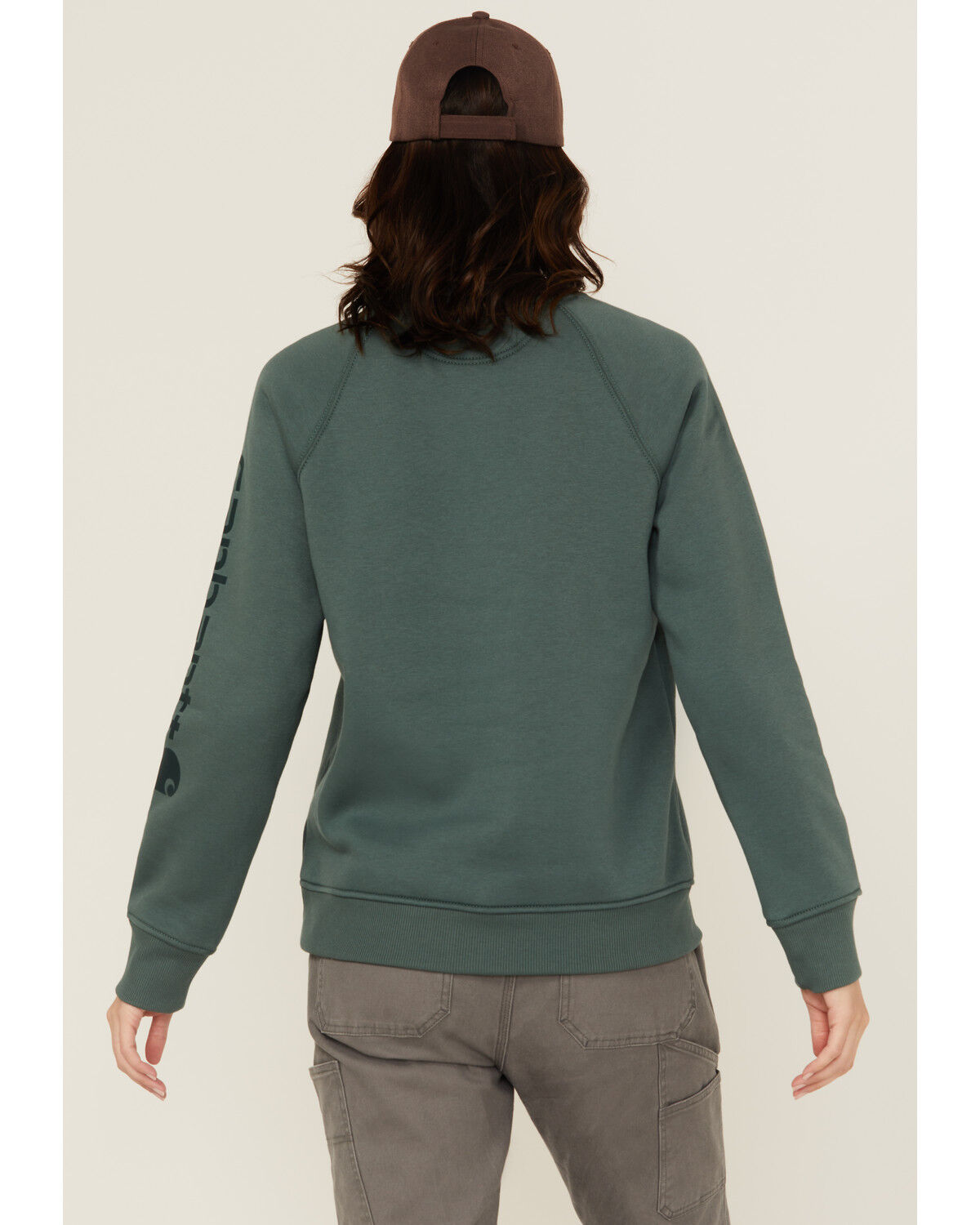 Image #4 - Carhartt Women's Relaxed Fit Midweight Graphic Crewneck Sweatshirt, Forest Green, hi-res
