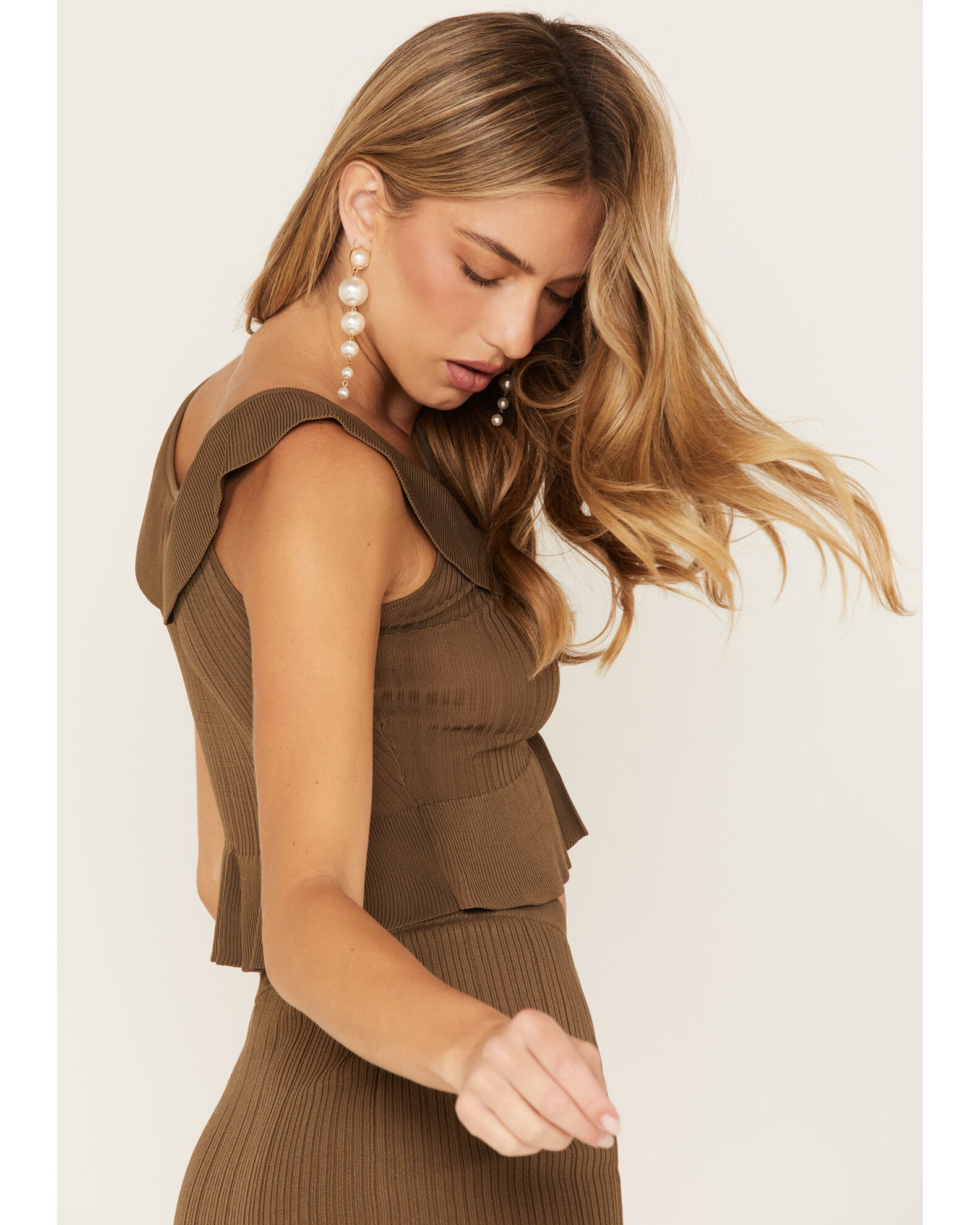 Image #4 - Shyanne Women's Off Shoulder Knit Top, Olive, hi-res